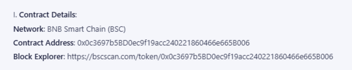 Official YeBlock notice screenshot showing contract address details Official YeBlock notice screenshot showing contract address details
