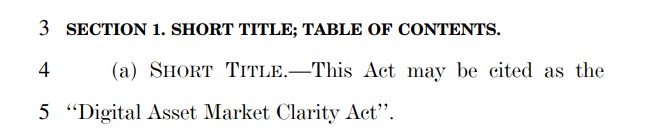 CLARITY Act Latest News Today