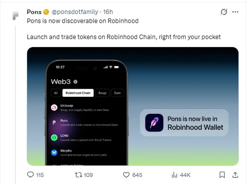 The Pons announcement on X 