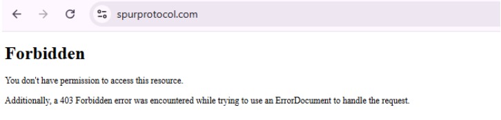 Spur Protocol’s website currently shows a 403 Forbidden error Spur Protocol’s website currently shows a 403 Forbidden error