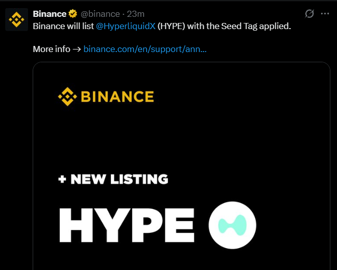 Binance Opens HYPE Spot Trading on September 24