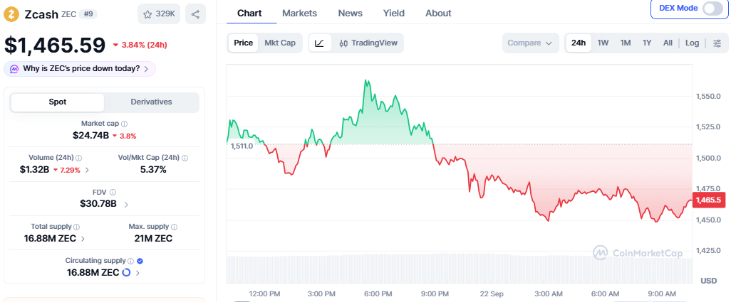 CoinMarketCap chart showing details CoinMarketCap chart showing details