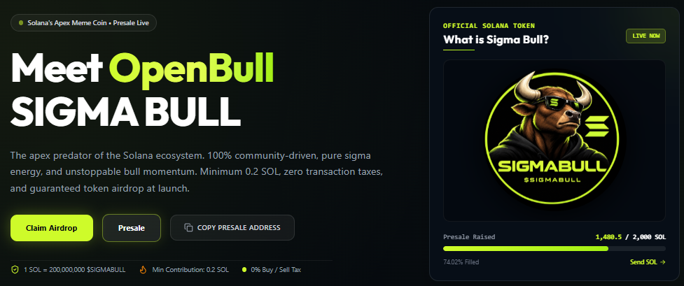 Sigmabull Presale Live Dashboard 