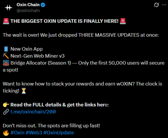 Updates on Oxin Chain