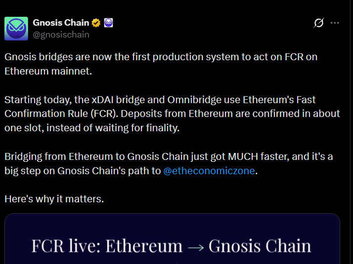 Ethereum News Today: Gnosis Chain Cuts Bridge Confirmation Time