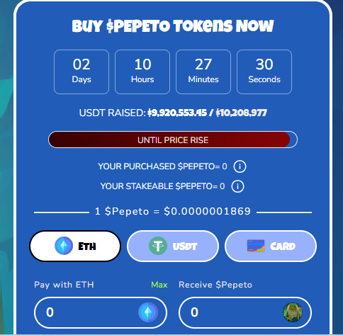 Pepeto price on new site