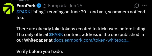 EarnPark Listing and TGE update