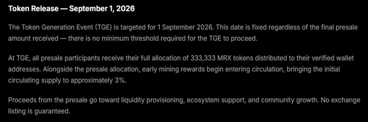 Official Whitepaper screenshot for TGE date confirmation 