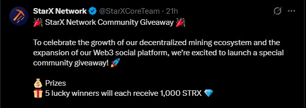StarX Network Giveaway