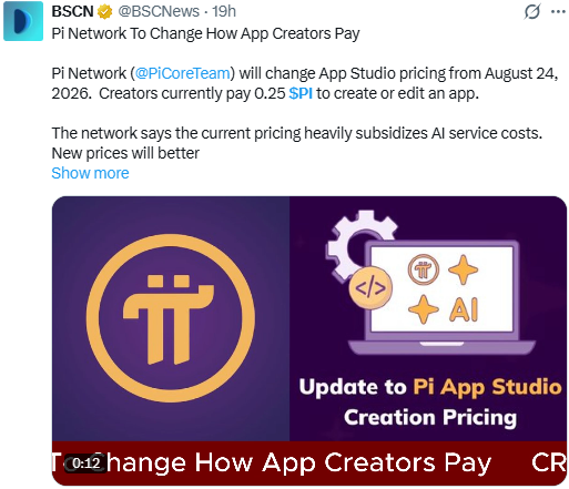 Pi Network News: App Studio Pricing Update