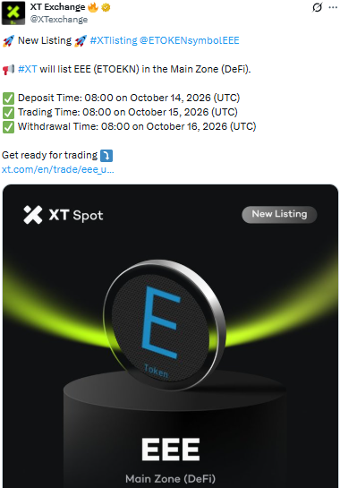 EToken crypto listing this week on XT Exchange