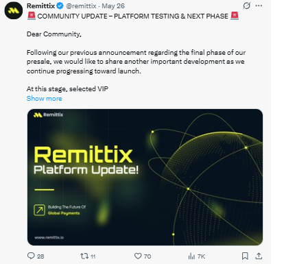 Remittix Platform testing for VIP participant
