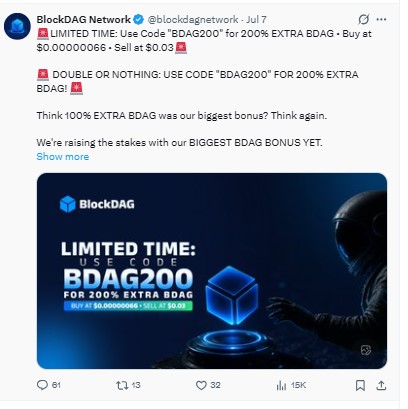 Post on x BDAG200 Code Post on x BDAG200 Code