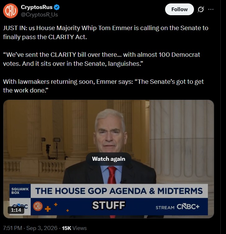 House Majority Whip Tom Emmer renewed his public push this week