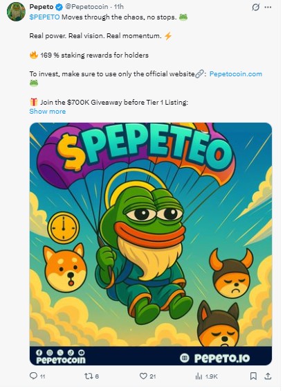 OFFICAL TWEET ON X PEPETO
