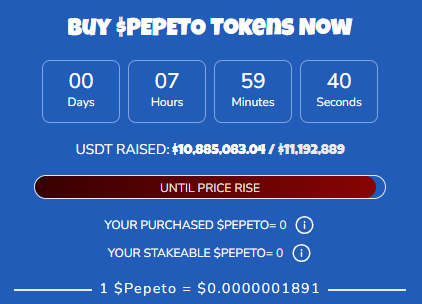 Official Pepeto presale dashboard