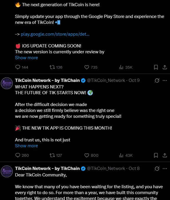 Tikcoin Network Listing Date and Exchange Status Tikcoin Network Listing Date and Exchange Status
