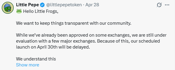 little pepe launch date delayed