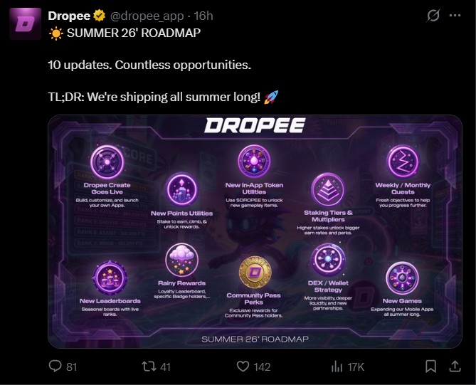 Dropee Summer 2026 Roadmap Update