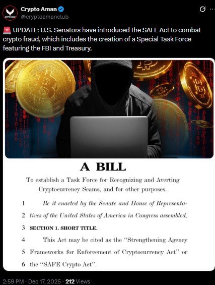 Us Senetor launched SAFE Crypto Act Explained Us Senetor launched SAFE Crypto Act Explained