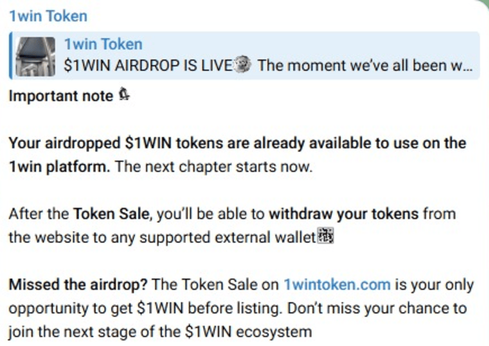 1win Token Airdrop October 2026 Announcement