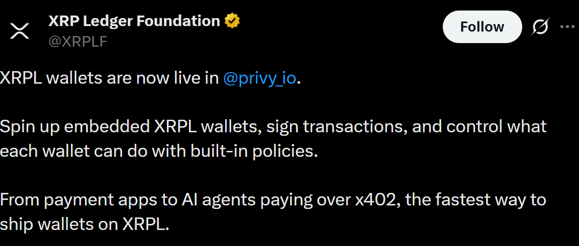 According to a post from XRPLF According to a post from XRPLF