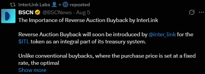 InterLink Reverse Auction Buyback for ITL Explained