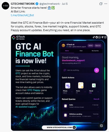 GTech AI Finance Bot launch GTech AI Finance Bot launch