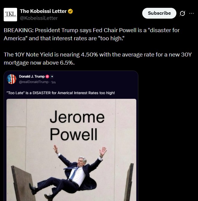 Trump Attacks Powell as Yields Pressure Economy