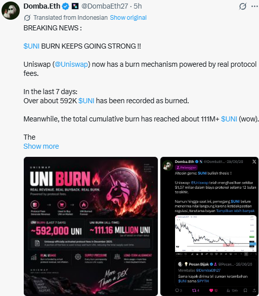 UNI Burn Mechanism Accelerates: Crypto News Today UNI Burn Mechanism Accelerates: Crypto News Today