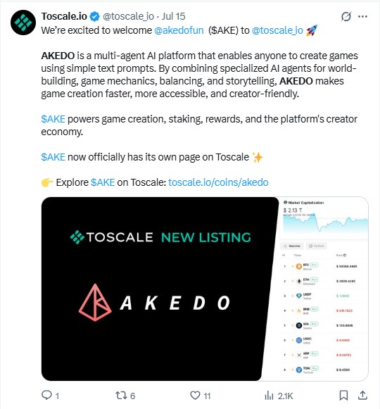 posted on X by Toscale