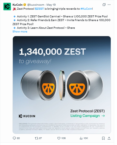 Kucoin ZEST token launch Kucoin ZEST token launch