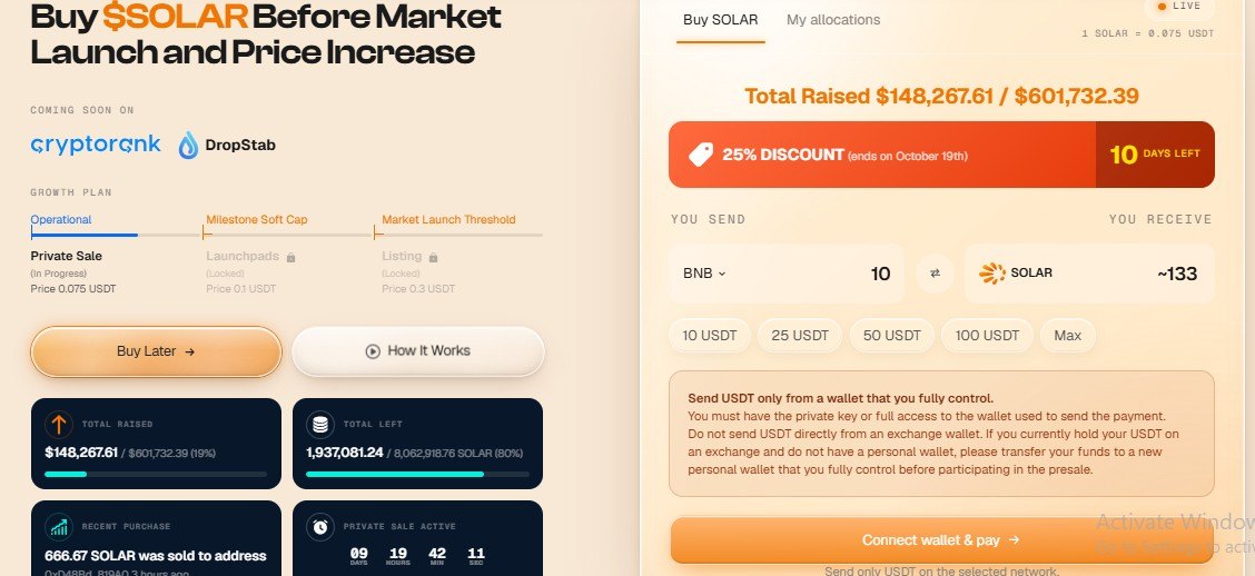 Solarious presale update live dashboard Solarious presale update live dashboard