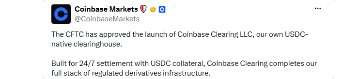 Coinbase Clearing Delivers 24/7 USDC Settlement Coinbase Clearing Delivers 24/7 USDC Settlement