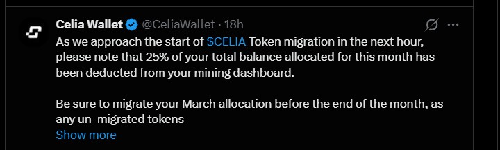 CELIA Token Mainnet Migration Officially Begins