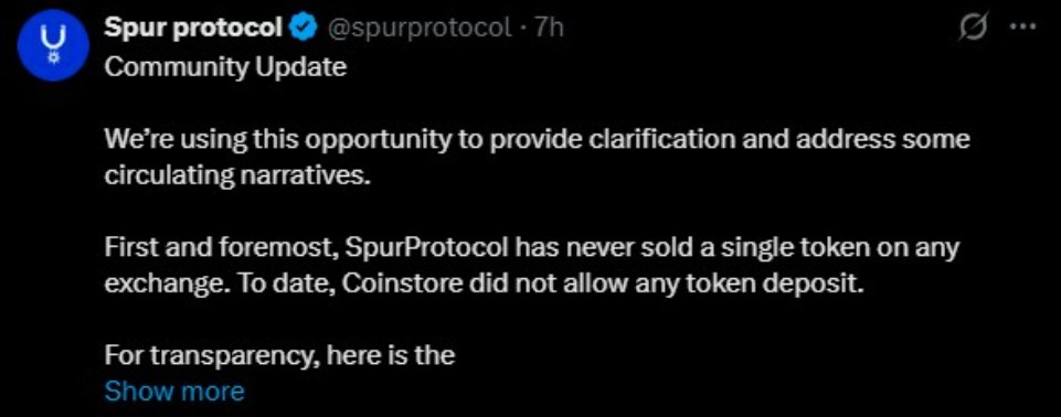 Spur Protocol CoinStore Listing