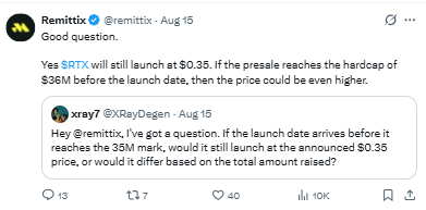 $RTX will still launch at $0.35