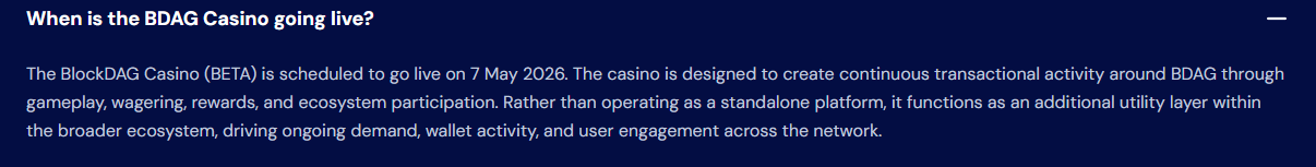 BDAG the Casino Timeline BDAG the Casino Timeline