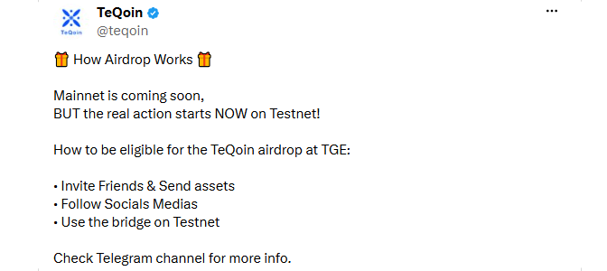 TeQoin airdorp eligibility 