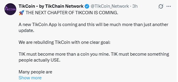 TikCoin account announced a new app TikCoin account announced a new app