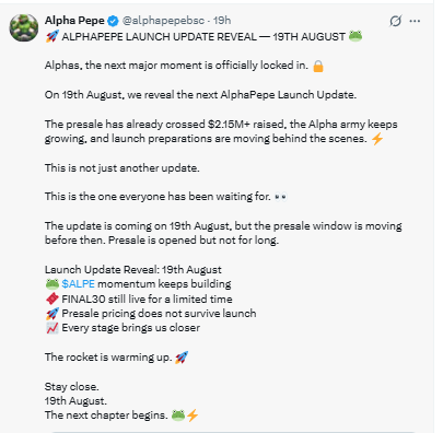 AlphaPepe Launch Update Reveal announcement post