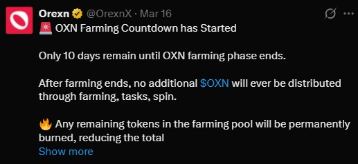 OXN farming end date