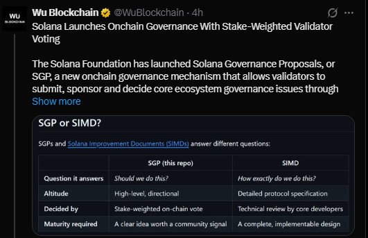 Solana just rolled out a new governance tool called Solana Governance Proposals