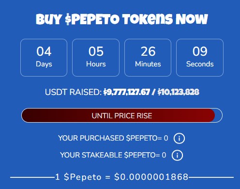 Pepeto Presale status