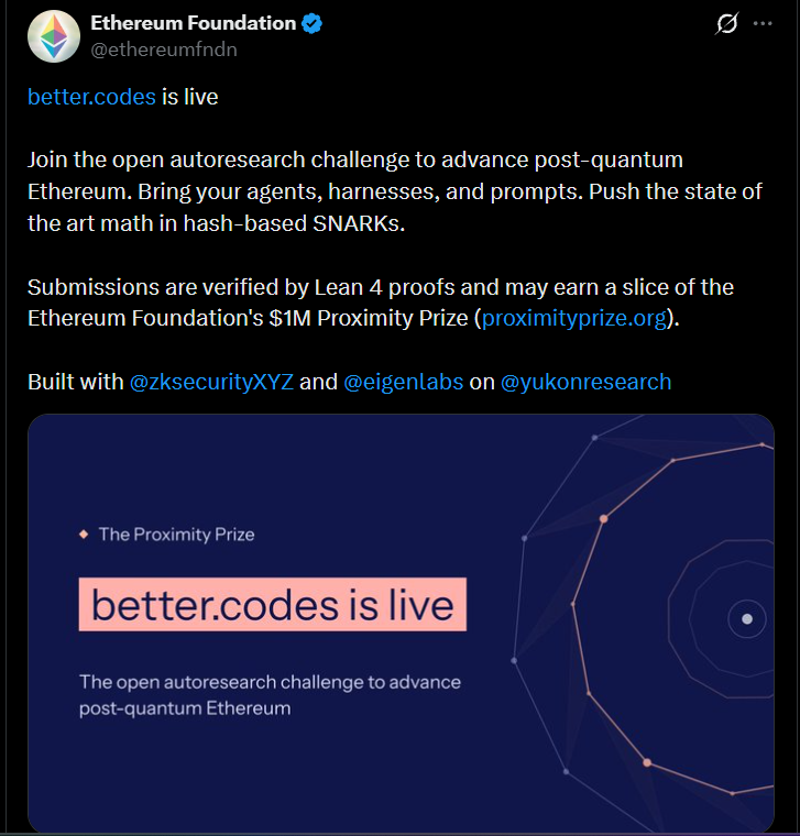 Ethereum Foundation Launches $1 Million Post-Quantum Research Challenge
