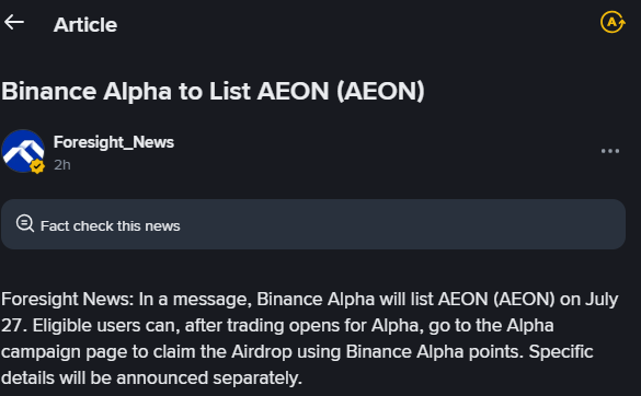 AEON Binance Official AEON Binance Official