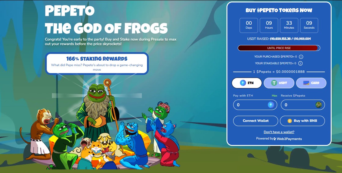the Pepeto presale dashboard the Pepeto presale dashboard