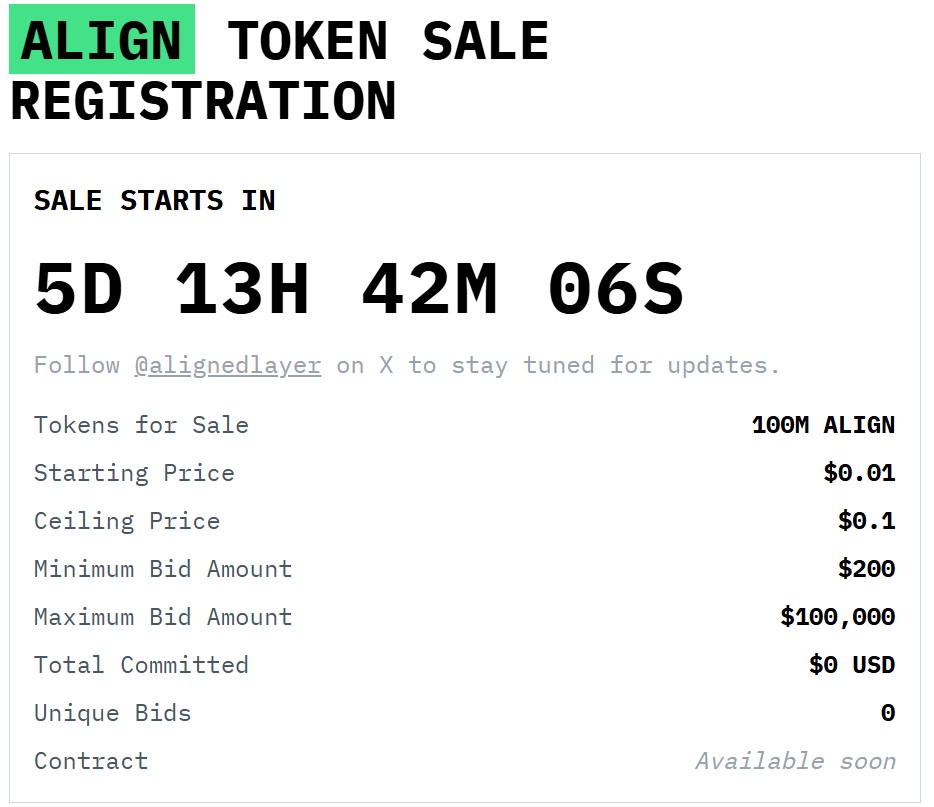 ALIGN Token sale timeline