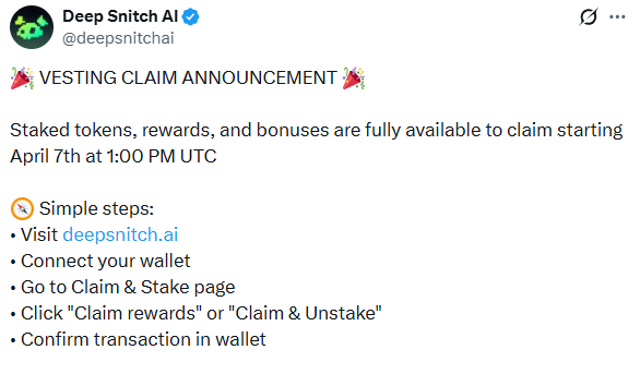 deepsnitch ai claim announcement