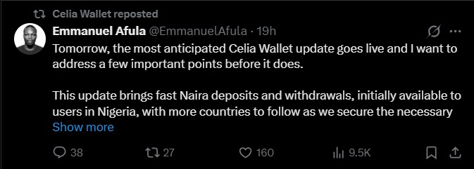new Celia Wallet update will not be available in the following countries new Celia Wallet update will not be available in the following countries